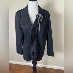 Isabel Black Ruffle Blazer Size XL
